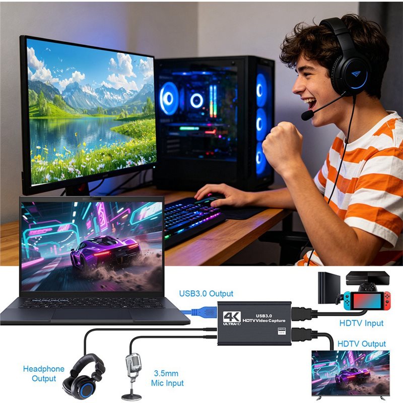 AT82-PC Kaydı İçin Oyun 4K USB - Capture Card 4K Hdmi incelemesi ve fiyatı